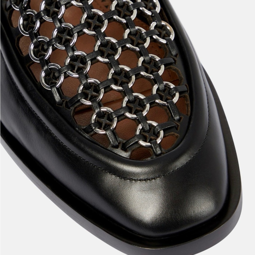 Alaïa Grommet Black Leather Loafers - Picture 2 of 9